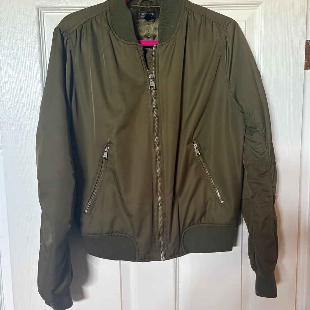 Topshop Khaki Green Bomber Jacket